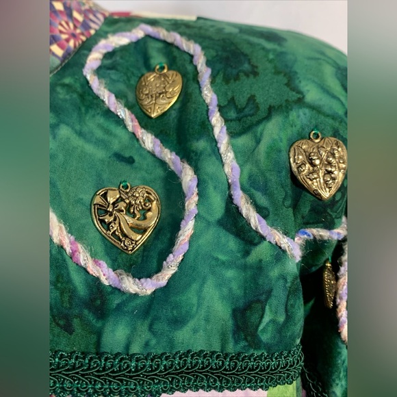 Hand Quilted Custom Wearable ART Patchwork Jacket Purple Green Stunning! Kimono - Picture 5 of 13